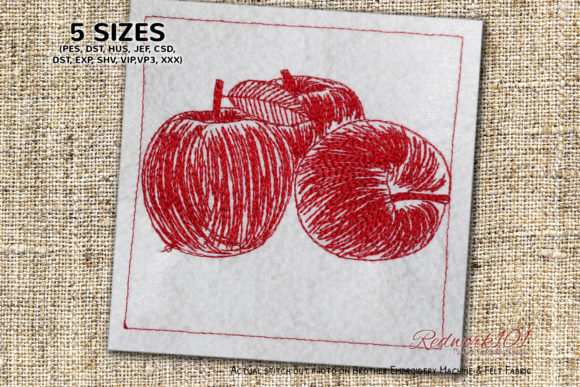 Fresh Apples Redwork Embroidery Review