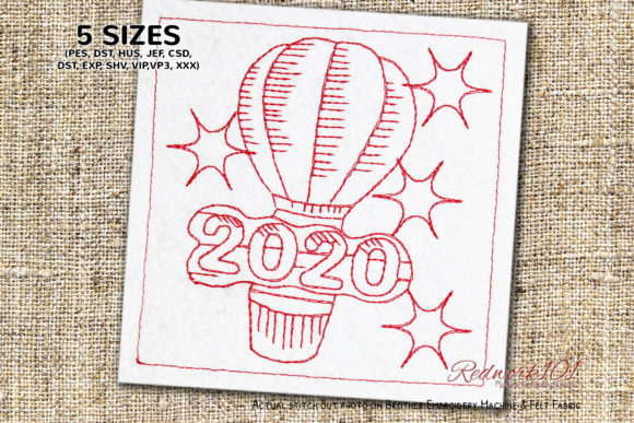 Hot Air Balloon 2020 Redwork Design Review