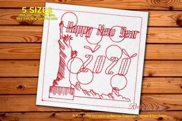 New Year Statue Embroidery Design