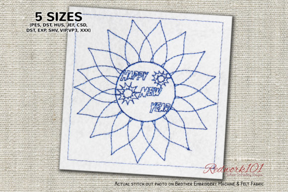 Sunflower Design Happy New Year Redwork Review